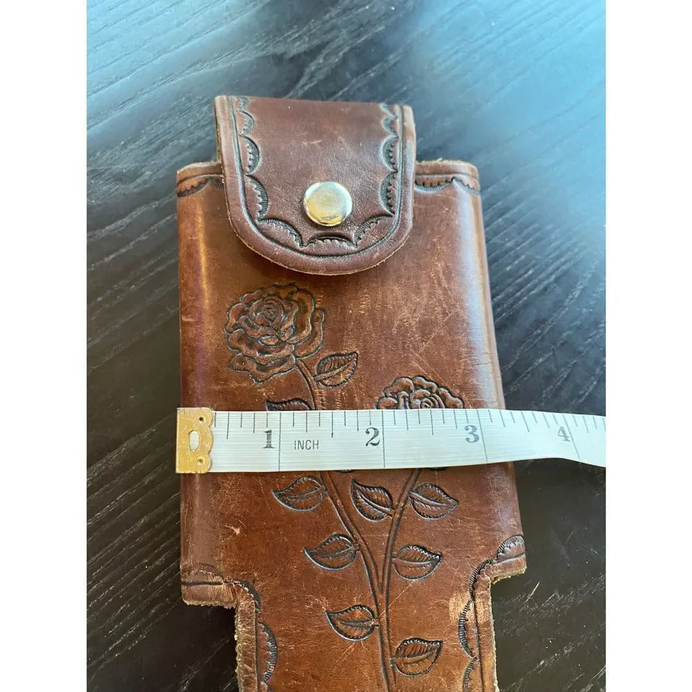 Vintage Genuine Leather Hand Tooled Cell Phone Case